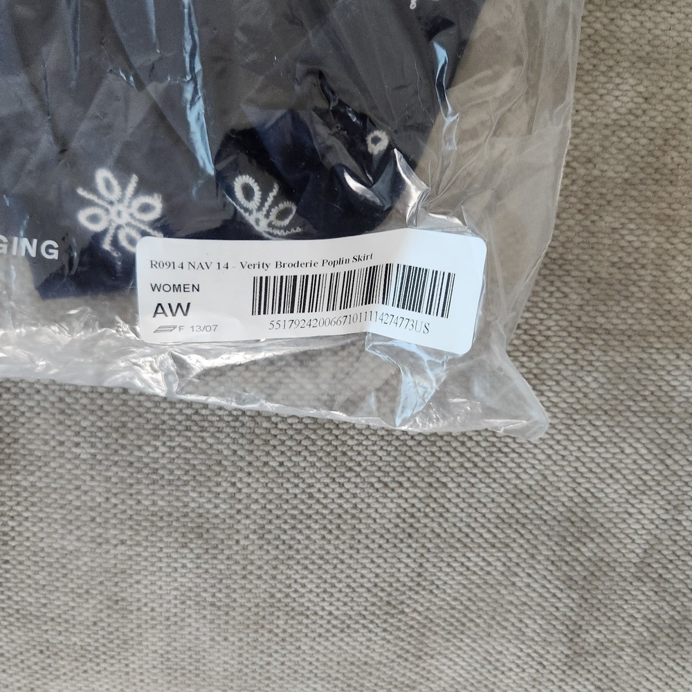 Boden Verity Broderie Poplin Skirt Navy Blue US 10 Midi Cotton R0914 NWT - Picture 7 of 9